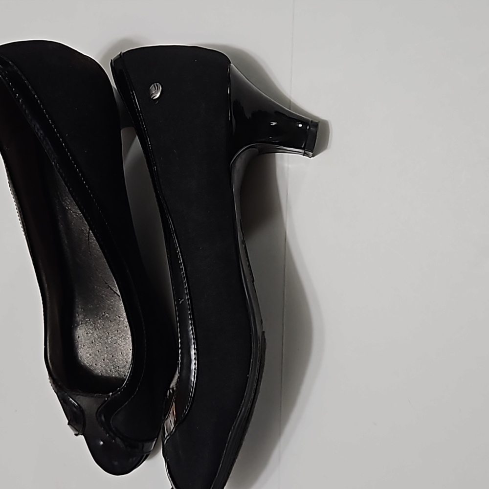 Life Stride Women's Black Open Toe 2" Heels Size 9 #S-135